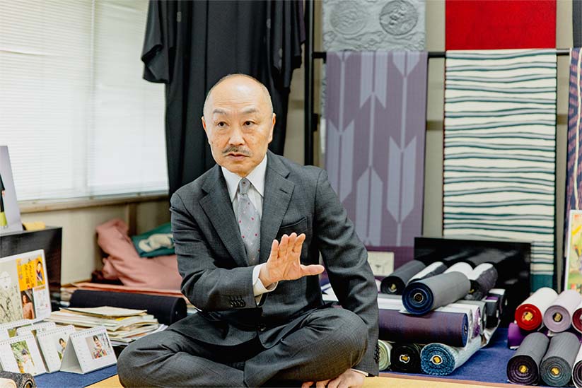 小紋について語る高田勝・三代目 髙田啓史氏
